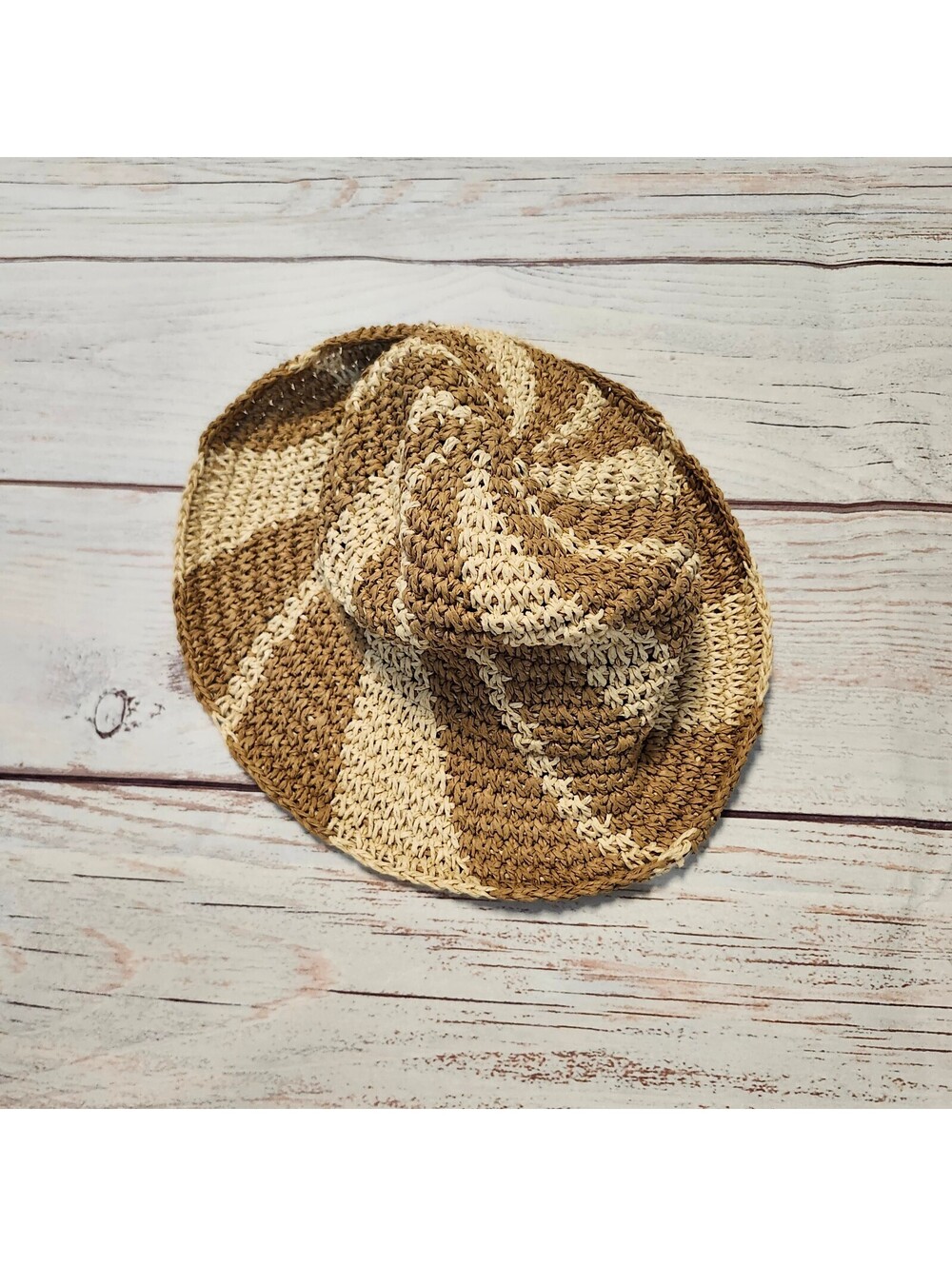 Anthropologie Two-Tone Crochet Bucket Hat